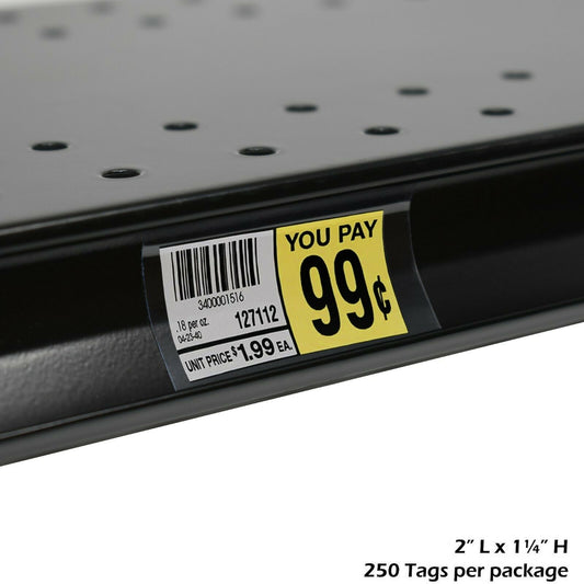 500 Gondola Shelf Insert Strips, Clear Plastic Tag Shelf Label Holders, 2" to 3.5" L